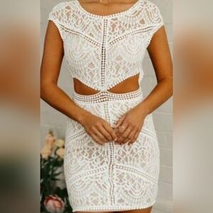 Women's‎ Chicme White Cutout Lace Sleeveless Mini Dress Size Small